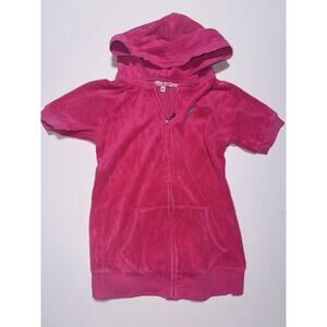 Vnt Y2K 'Juicy Couture' Youth 10- short-sleeve terry cloth logo hoodie Pink
